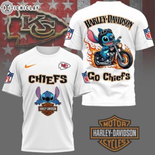 Kansas City Chiefs NFL Stitch Harley Davidson 3D T-Shirt For Fans