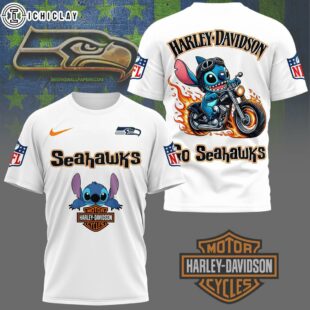 Seattle Seahawks NFL Stitch Harley Davidson 3D T-Shirt For Fans