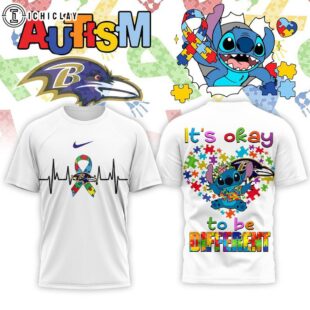 Baltimore Ravens NFL Stitch X Autism Awareness Fan 3D T-Shirt