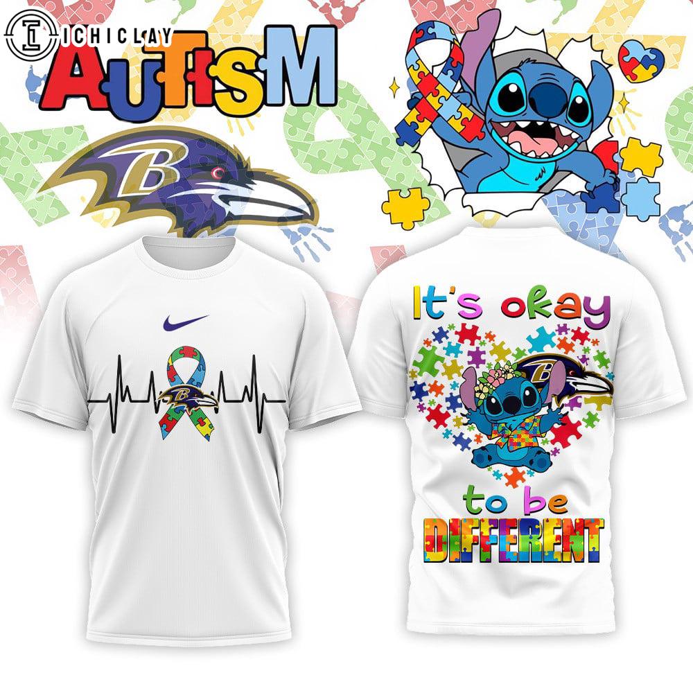 Baltimore Ravens NFL Stitch X Autism Awareness Fan 3D T-Shirt Baltimore Ravens NFL Stitch X Autism Awareness Fan 3D T-Shirt
