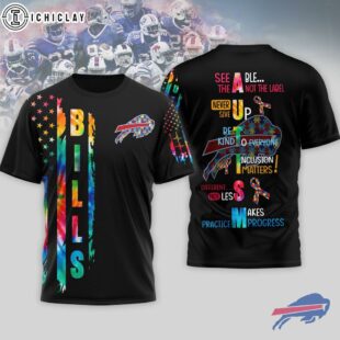 Buffalo Bills NFL Autism Awareness Tie Dye 3D T-Shirt