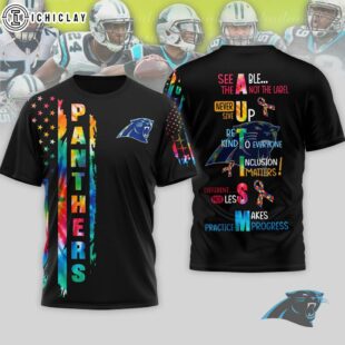 Carolina Panthers NFL Autism Awareness Tie Dye 3D T-Shirt