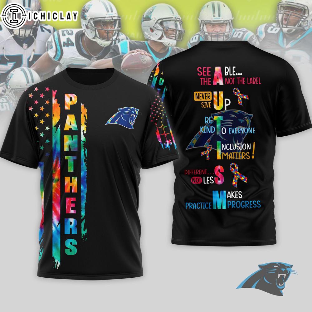 Carolina Panthers NFL Autism Awareness Tie Dye 3D T-Shirt Carolina Panthers NFL Autism Awareness Tie Dye 3D T-Shirt