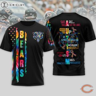 Chicago Bears NFL Autism Awareness Tie Dye 3D T-Shirt