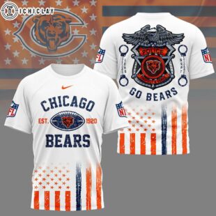 Chicago Bears NFL Law Enforcement Tribute 3D T-Shirt