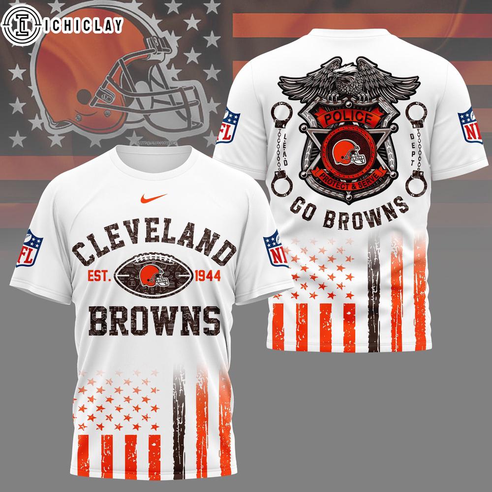 Cleveland Browns NFL Law Enforcement Tribute 3D T-Shirt Cleveland Browns NFL Law Enforcement Tribute 3D T-Shirt