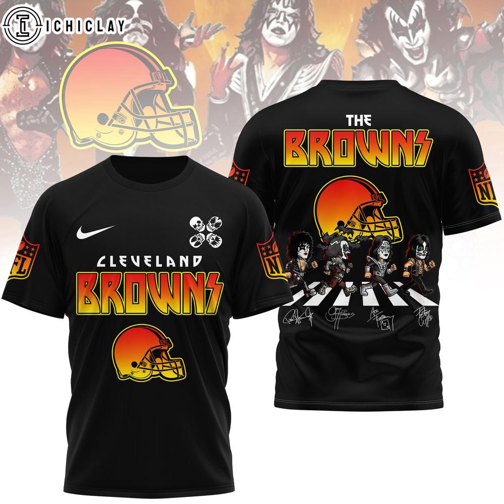 Cleveland Browns NFL Rock and Roll All Nite 3D T-Shirt Cleveland Browns NFL Rock and Roll All Nite 3D T-Shirt