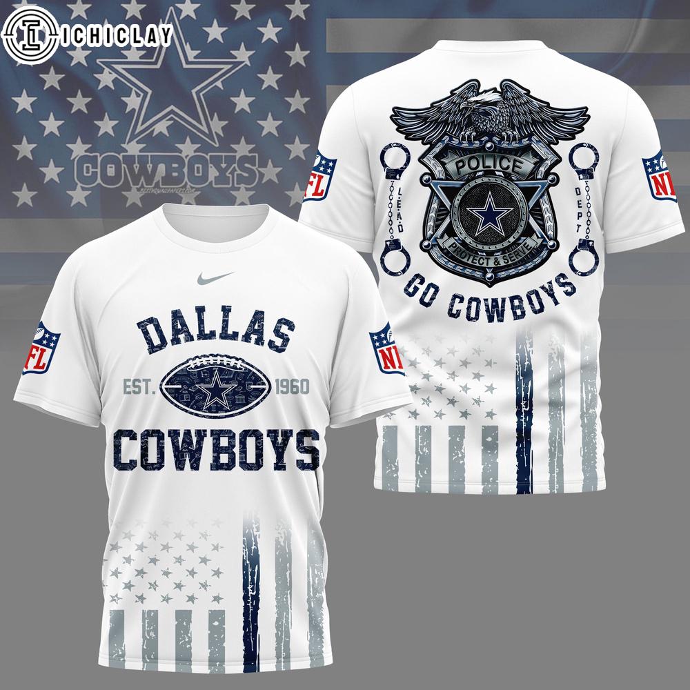 Dallas Cowboys NFL Law Enforcement Tribute 3D T-Shirt Dallas Cowboys NFL Law Enforcement Tribute 3D T-Shirt