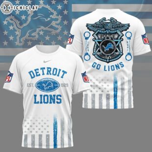 Detroit Lions NFL Law Enforcement Tribute 3D T-Shirt