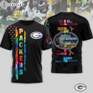 Green Bay Packers NFL Autism Awareness Tie Dye 3D T-Shirt