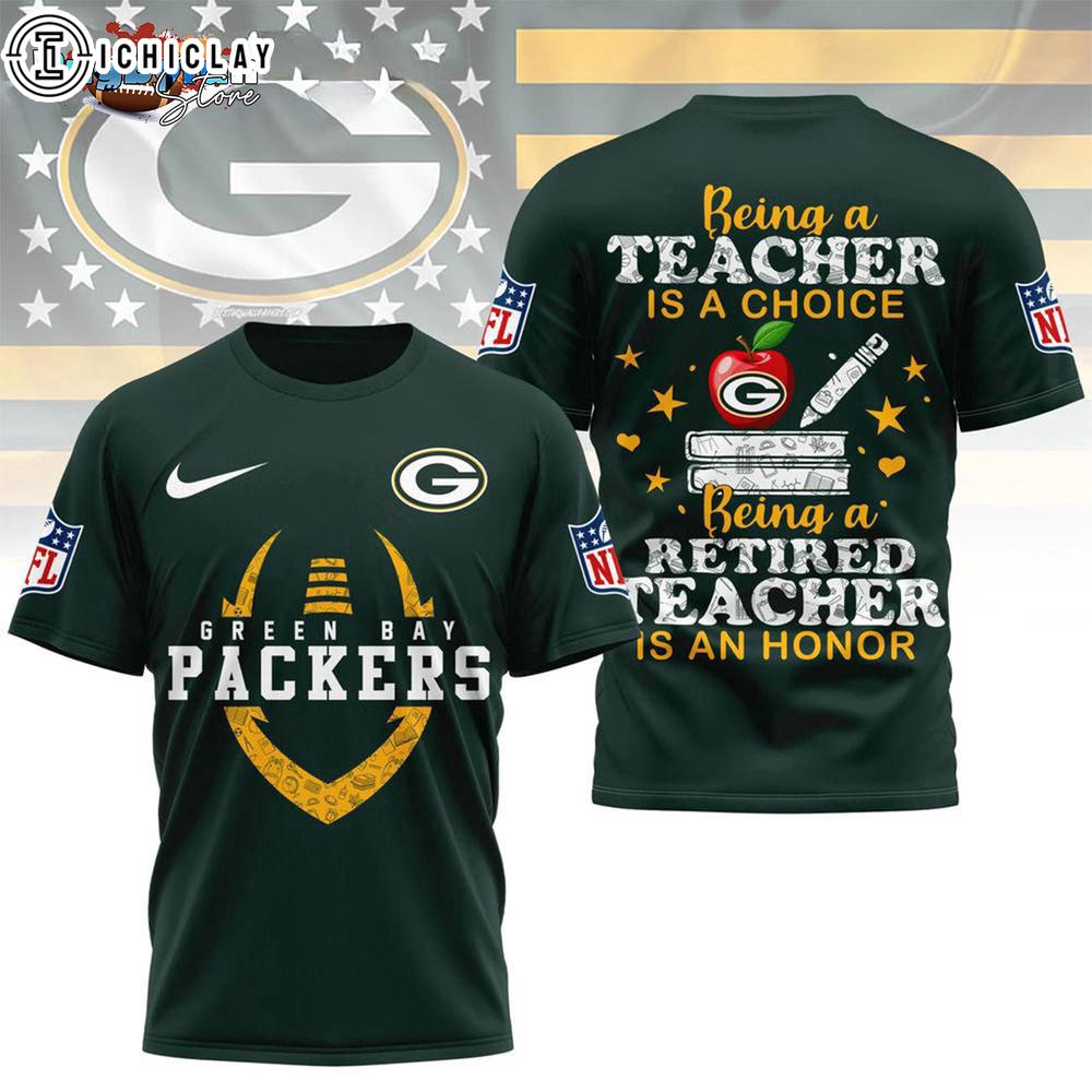 Green Bay Packers Retired Teacher All Over Print Shirt Green Bay Packers Retired Teacher All Over Print Shirt