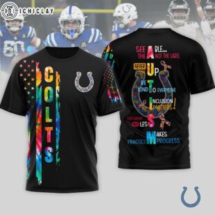 Indianapolis Colts NFL Autism Awareness Tie Dye 3D T-Shirt