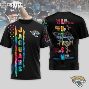 Jacksonville Jaguars NFL Autism Awareness Tie Dye 3D T-Shirt