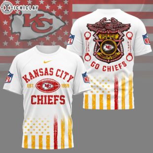 Kansas City Chiefs NFL Law Enforcement Tribute 3D T-Shirt