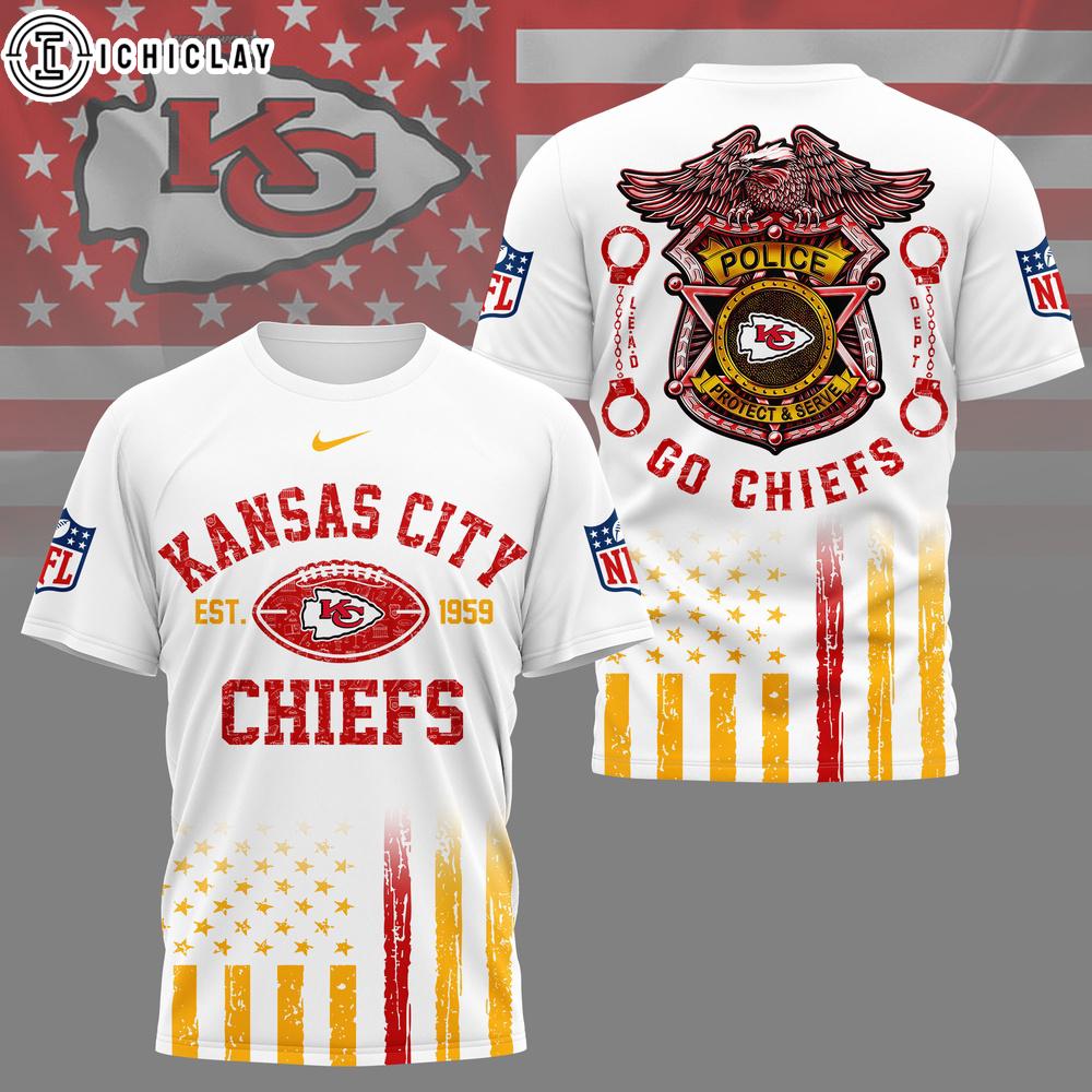 Kansas City Chiefs NFL Law Enforcement Tribute 3D T-Shirt Kansas City Chiefs NFL Law Enforcement Tribute 3D T-Shirt
