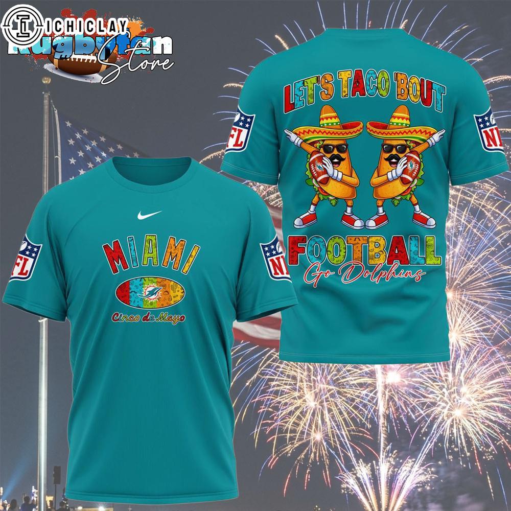 Miami Dolphins 2026 NFL Taco Cinco De Mayo All Over Print Shirt Miami Dolphins 2026 NFL Taco Cinco De Mayo All Over Print Shirt