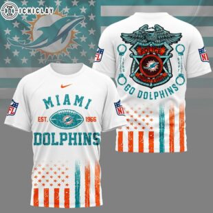 Miami Dolphins NFL Law Enforcement Tribute 3D T-Shirt