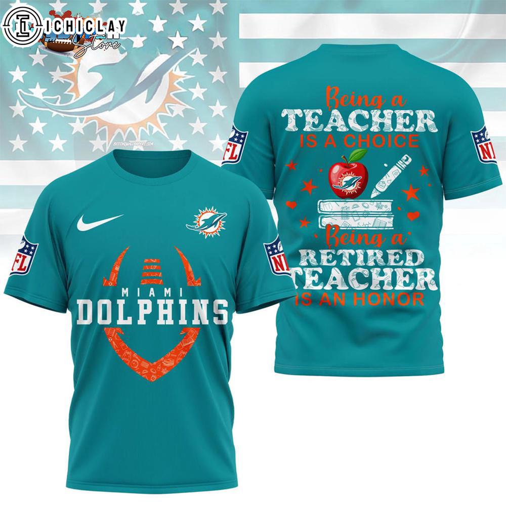 Miami Dolphins Retired Teacher All Over Print Shirt Miami Dolphins Retired Teacher All Over Print Shirt