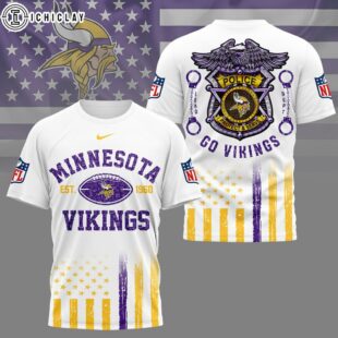 Minnesota Vikings NFL Law Enforcement Tribute 3D T-Shirt