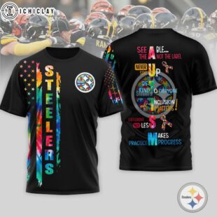 Pittsburgh Steelers NFL Autism Awareness Tie Dye 3D T-Shirt