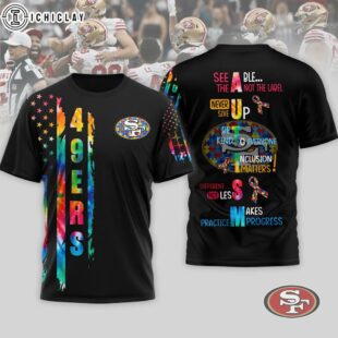 San Francisco 49ers NFL Autism Awareness Tie Dye 3D T-Shirt