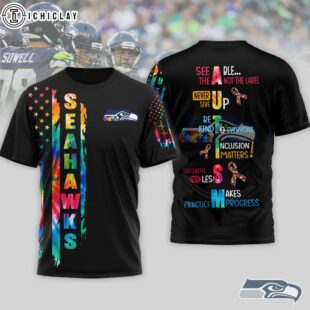 Seattle Seahawks NFL Autism Awareness Tie Dye 3D T-Shirt