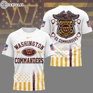 Washington Commanders NFL Law Enforcement Tribute 3D T-Shirt