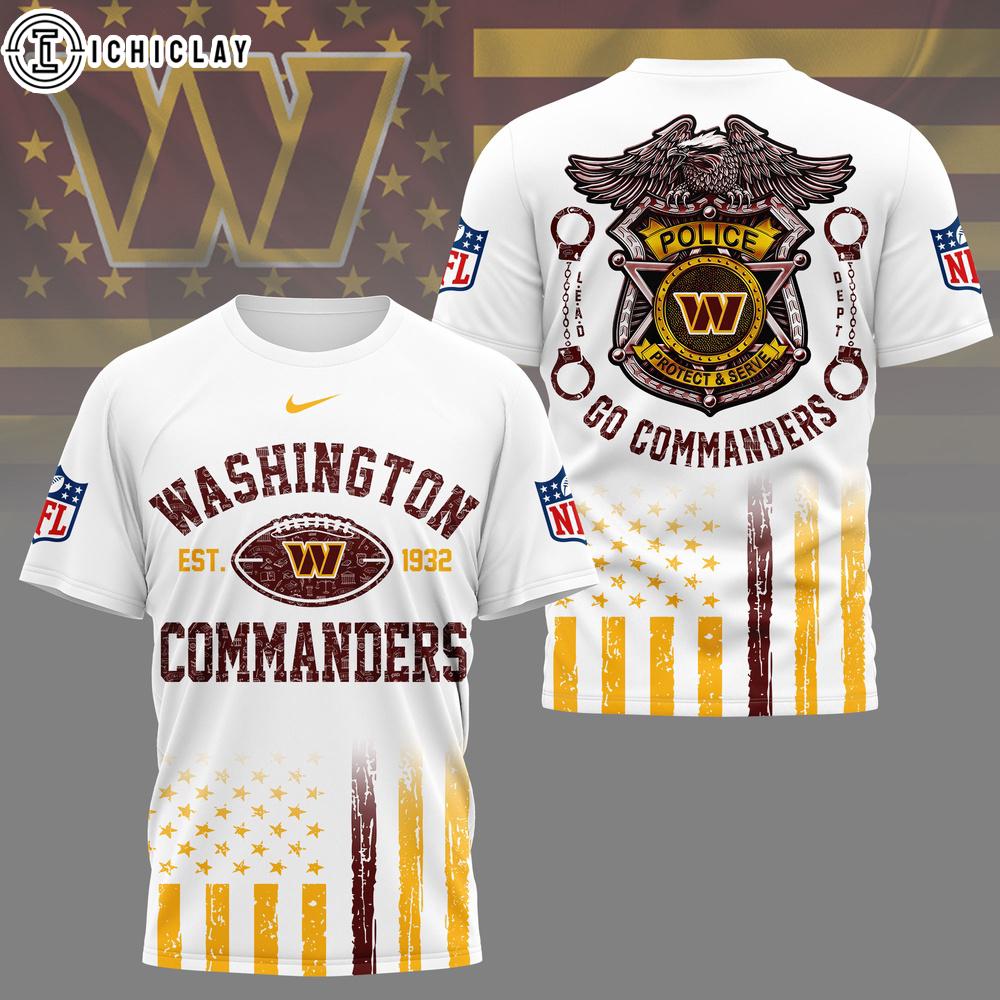 Washington Commanders NFL Law Enforcement Tribute 3D T-Shirt Washington Commanders NFL Law Enforcement Tribute 3D T-Shirt