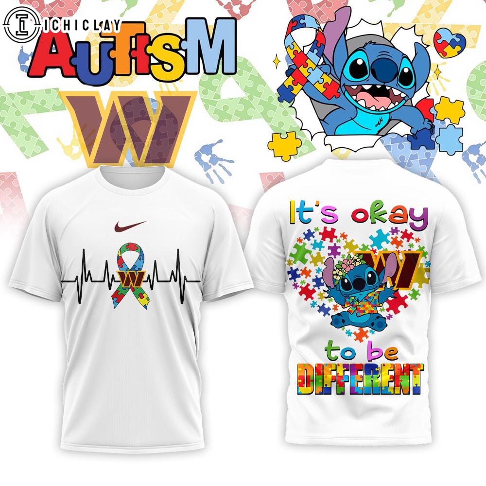 Washington Commanders NFL Stitch X Autism Awareness Fan 3D T-Shirt Washington Commanders NFL Stitch X Autism Awareness Fan 3D T-Shirt