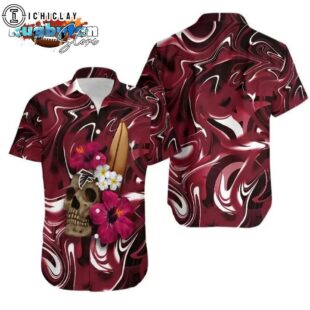Atlanta Falcons Skull And Hibiscus Flower NFL Gift For Fan Hawaii Shirt Summer Collection