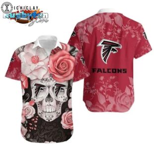 Atlanta Falcons Skull NFL Gift For Fan Hawaiian Graphic Print Short Sleeve Hawaiian Shirt