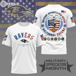 Baltimore Ravens NFL Military Appreciation Month 3D T-Shirt For Fans