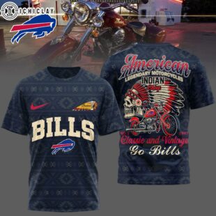 Buffalo Bills NFL Indian Motorcycle 3D T-Shirt For Fans