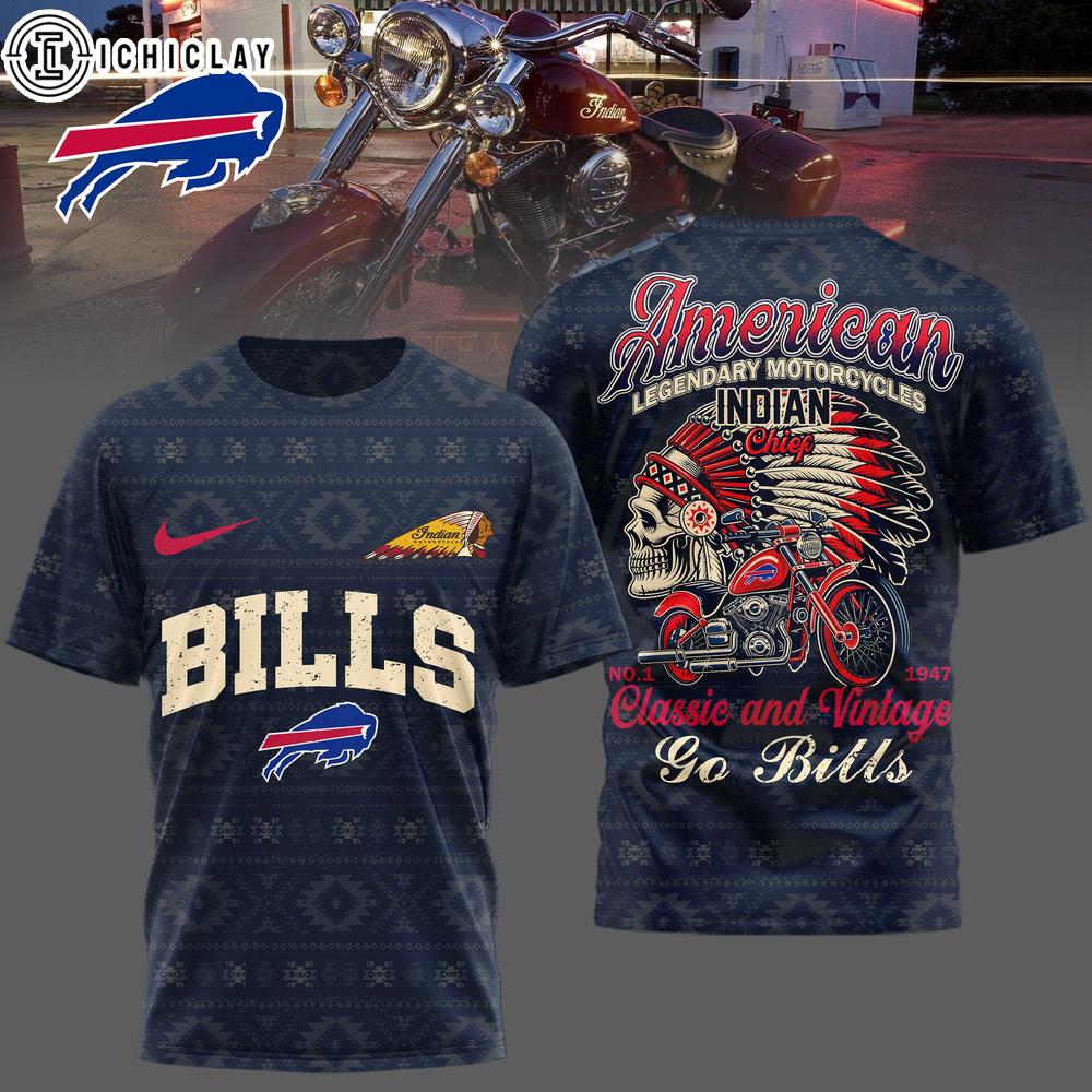 Buffalo Bills NFL Indian Motorcycle 3D T-Shirt For Fans Buffalo Bills NFL Indian Motorcycle 3D T-Shirt For Fans