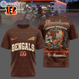 Cincinnati Bengals NFL Indian Motorcycle 3D T-Shirt For Fans