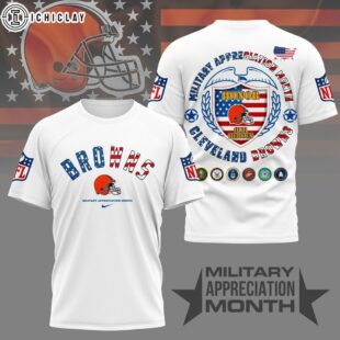 Cleveland Browns NFL Military Appreciation Month 3D T-Shirt For Fans