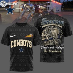 Dallas Cowboys NFL Indian Motorcycle 3D T-Shirt For Fans