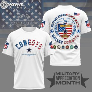 Dallas Cowboys NFL Military Appreciation Month 3D T-Shirt For Fans