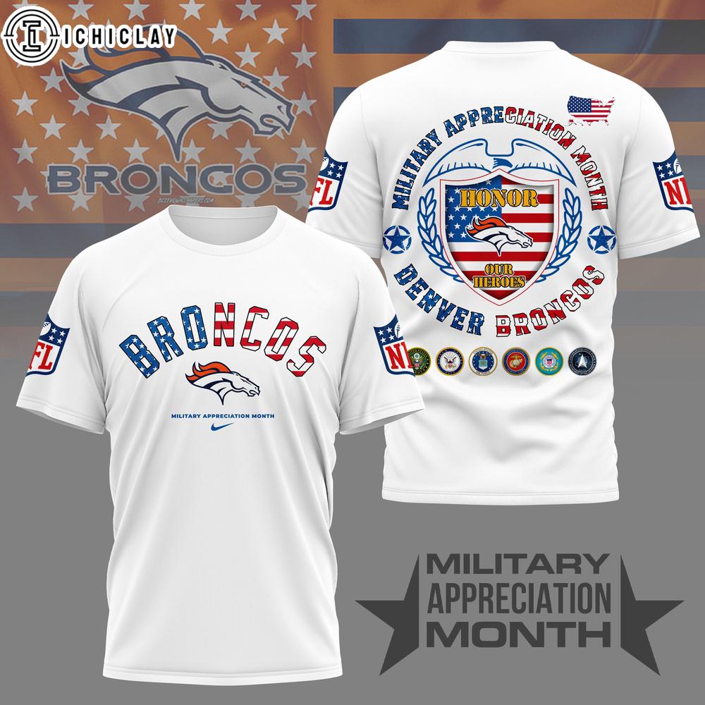 Denver Broncos NFL Military Appreciation Month 3D T-Shirt For Fans Denver Broncos NFL Military Appreciation Month 3D T-Shirt For Fans
