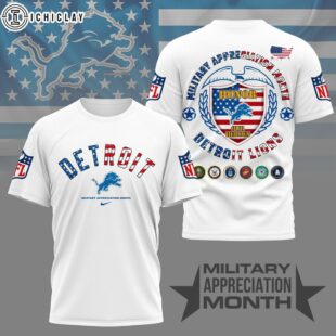 Detroit Lions NFL Military Appreciation Month 3D T-Shirt For Fans