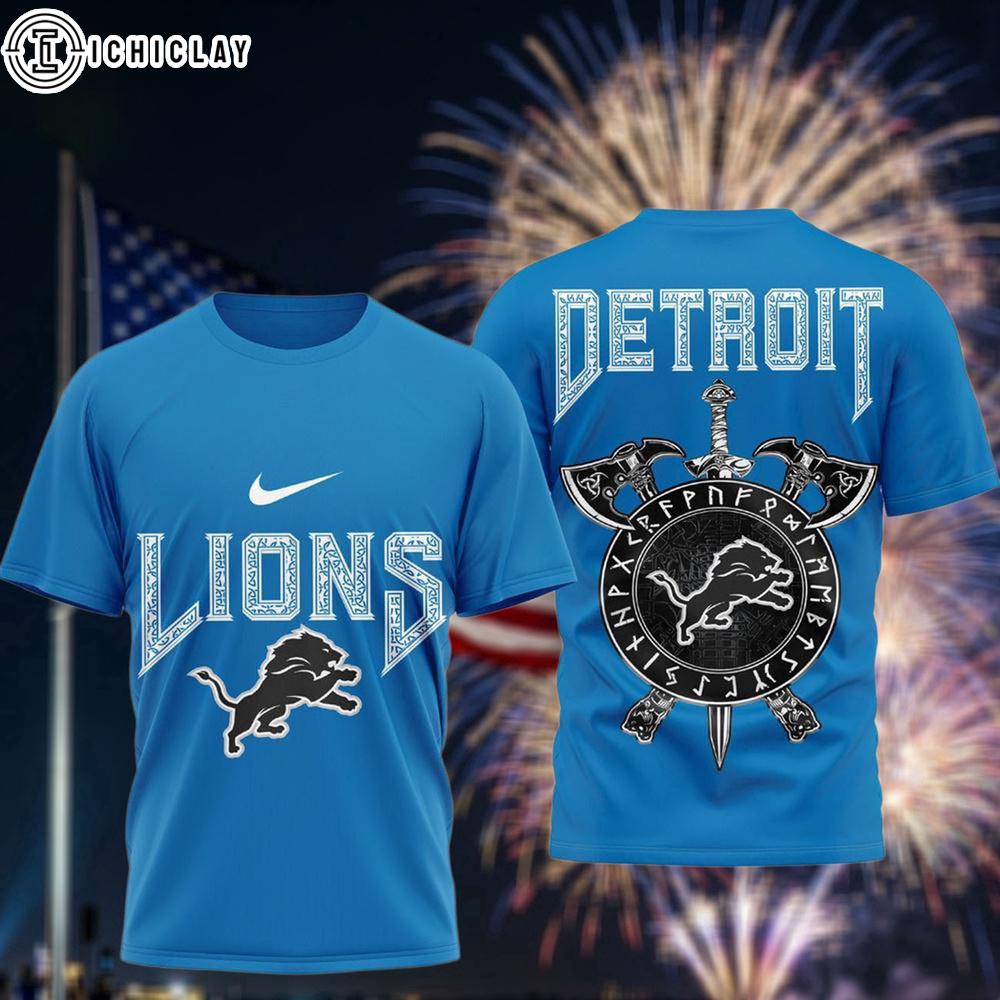 Detroit Lions Viking Warrior 3D T-Shirt Detroit Lions Viking Warrior 3D T-Shirt