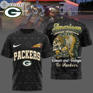 Green Bay Packers NFL Indian Motorcycle 3D T-Shirt For Fans