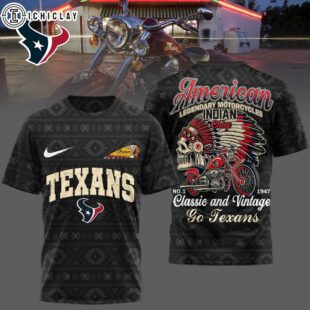 Houston Texans NFL Indian Motorcycle 3D T-Shirt For Fans