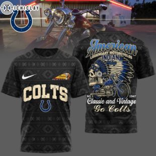 Indianapolis Colts NFL Indian Motorcycle 3D T-Shirt For Fans
