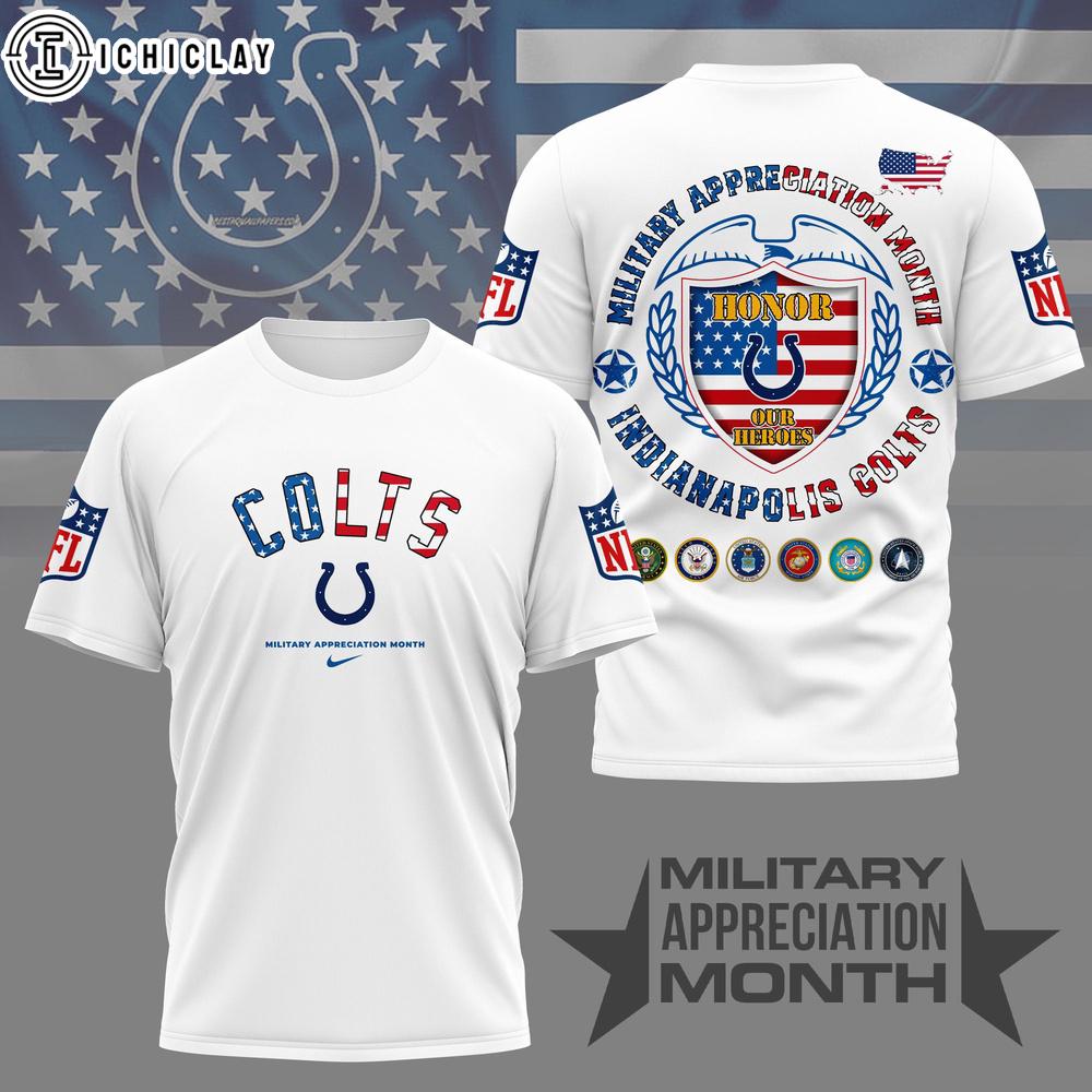 Indianapolis Colts NFL Military Appreciation Month 3D T-Shirt For Fans Indianapolis Colts NFL Military Appreciation Month 3D T-Shirt For Fans
