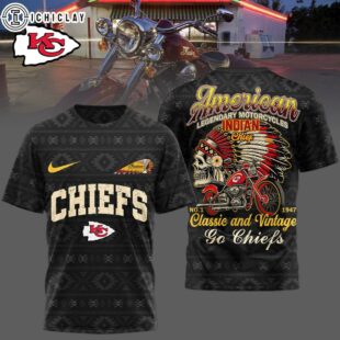 Kansas City Chiefs NFL Indian Motorcycle 3D T-Shirt For Fans