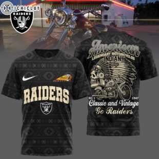 Las Vegas Raiders NFL Indian Motorcycle 3D T-Shirt For Fans