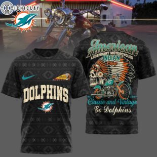 Miami Dolphins NFL Indian Motorcycle 3D T-Shirt For Fans