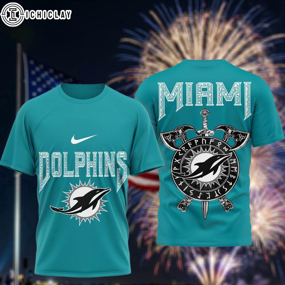 Miami Dolphins Viking Warrior 3D T-Shirt Miami Dolphins Viking Warrior 3D T-Shirt