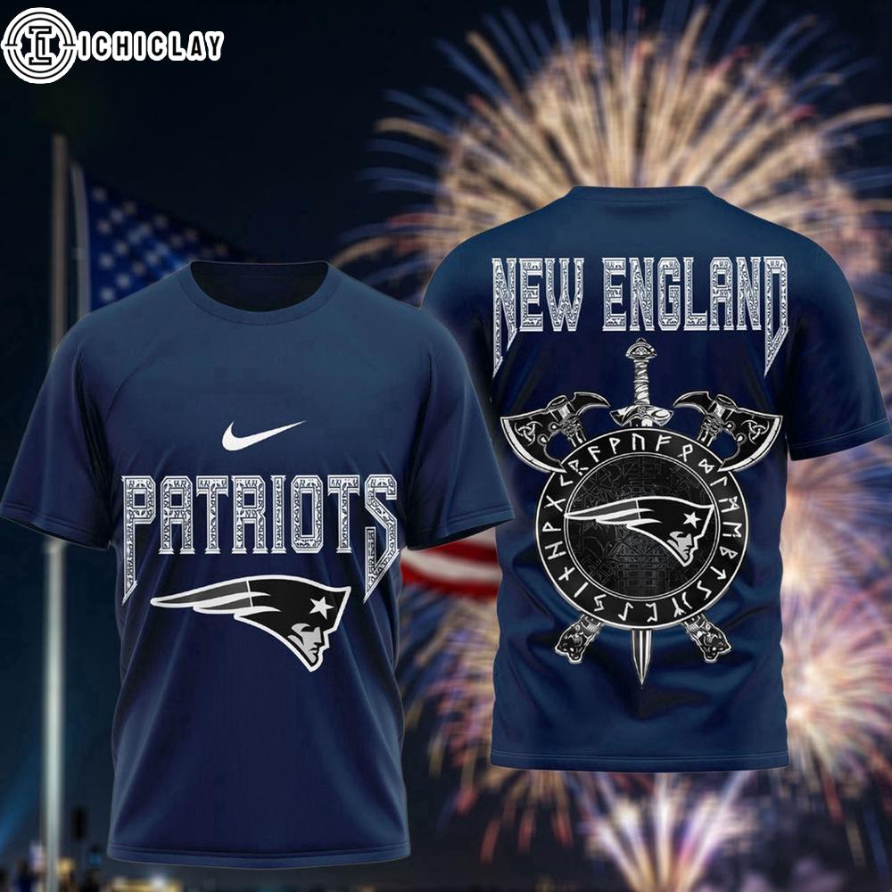 New Engl& Patriots Viking Warrior 3D T-Shirt New Engl& Patriots Viking Warrior 3D T-Shirt